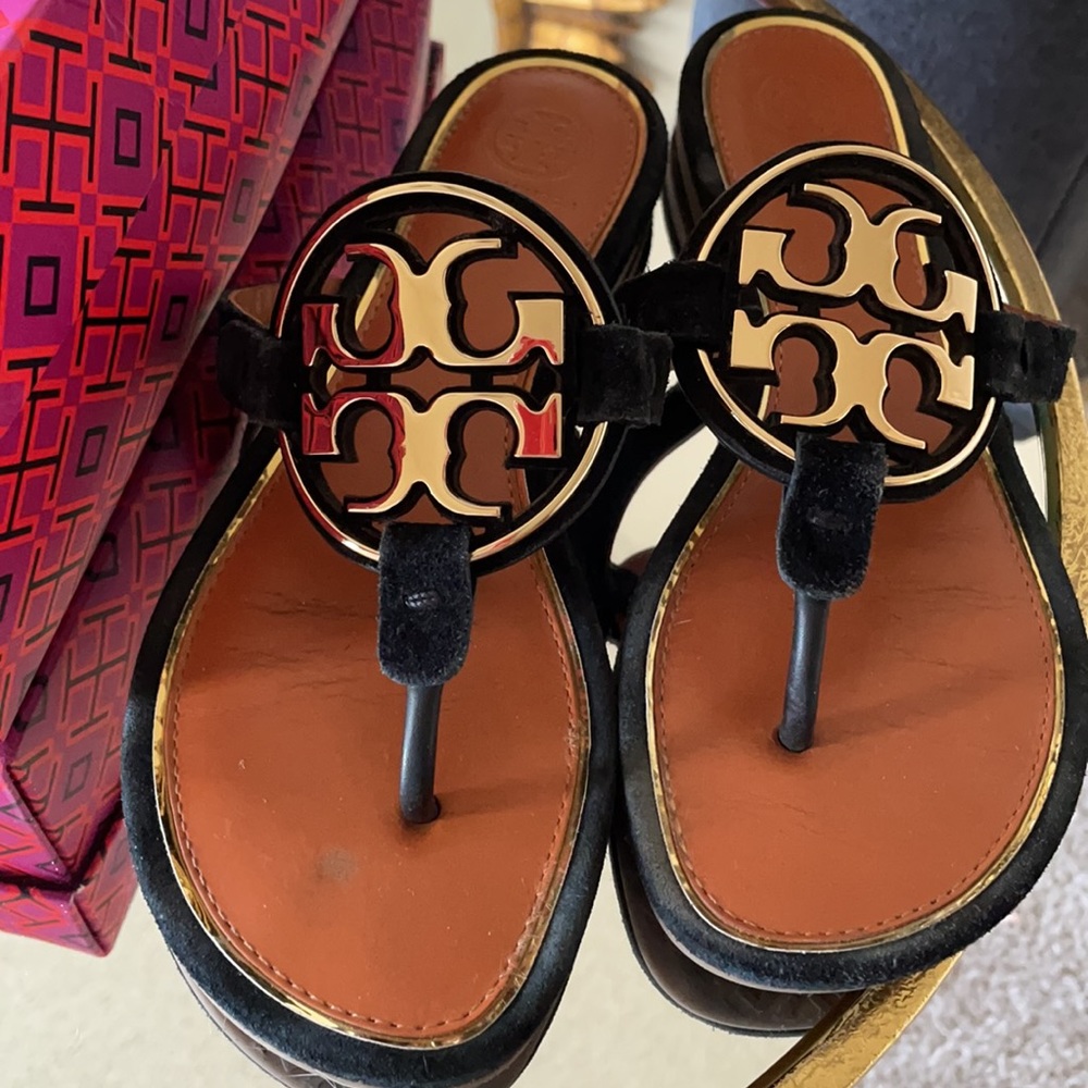 Tory Burch Suede Black Miller Sandals